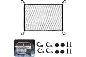 xuefenfei Gepäcknetz, Kofferraumnetz Gepäcknetz Auto, 60X40cm Kofferraumnetz Wohnmobi, Kofferraum Netz mit 4 Massiven Haken, Gepäckschutznetz, Auto Zubehör