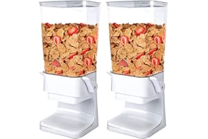 Tokokimo Dispenser Cereali, Porta Cereali da Colazione, 42x16x16.5cm Adatto a Cereali Per La Prima Colazione, Caramelle, Non Frantuma Gli Alimenti, Grande Capacità di 5.5L, 2 pezzo Bianco