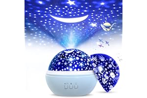 FISHOAKY Proiettore Stelle Soffitto, proiettore galassia 8 Colori, Proiettore Cielo Stellato Bambini, 360° Rotazione Led Proiettore, Lampada Proiettore Per Neonati, Regali Natale, Compleanno Regalo (Blu)