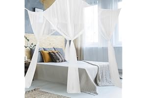 Tikplus Moskitonetz Doppelbett， 210x240x190cm Himmelbett Moskitonetze mit 4 Eckpfosten, Hängendes Mückenschutz Bed Canopy für Einzel Bett Insektenschutz Reise Hause Außenbereich