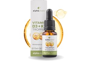 ‎ALPHAVITALIS Vitamin D3 K2 Tropfen hochdosiert - K2 aus MK7 99,7% ALL TRANS (K2VITAL® von Kappa) + 25μg (1000 IE) D3 in MCT-Öl für optimale Bioverfügbarkeit - 15ml flüssig - alphavitalis