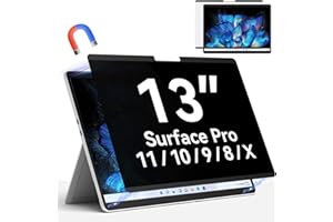 Protescreen Filtre de Confidentialité Magnétique pour Microsoft Surface Pro 11/10/9/8/X, 13 Pouces Protection D'écran pour Surface Pro, Amovible Filtre Anti Lumiere Bleue Anti Espion