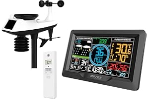 OPTEX STATION METEO PRO COULEUR WIFI 7 en 1 - précipitations, vitesse, direction du vent, températures, taux d’humidité, jusqu'à 100m, connexion wi-fi