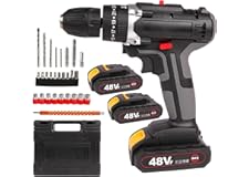 48V Cordless Drill Set, Electric Drill with 2 Batteries and Charger, Electric Screwdriver Power Drill Drivers with 2 Speed, 2