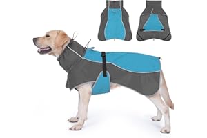 HezzLuv Veste Imperméable pour Chien, Réfléchissantes d'hiver Manteau Chaud pour Chien avec Doublure Polaire pour Chiens de Petite à Grande Taille Camping et Randonnée en Extérieur par Temps Froid