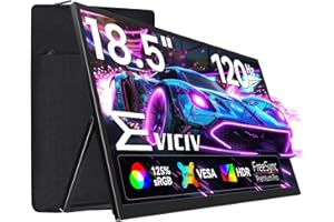 EVICIV Monitor Portatile 18,5 Pollici 120Hz Grande Portable Monitor 1080P 125% sRGB 2000:1 FHD IPS con Supporto/VESA/Mini HDMI/USB-C Schermo da Gioco Eye-Care per Laptop/PC/Cellulare/Game Consoles