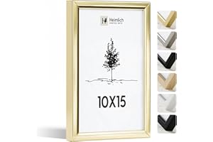 Heimlich® - Cadre photo - 10 x 15 cm, aluminium doré - Petits cadres photo avec film plastique - Montage mural ou à poser
