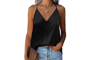 Zeagoo Canotta da Donna in Raso Estate Canottiera Spalline Sottili Cami Scollo a V Casual Camisole Senza Maniche Top