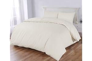 Sapphire Collection – Set di copripiumino con federa in 100% cotone egiziano 300 fili, disponibile in tutte le misure, cotone egiziano, Cream, King