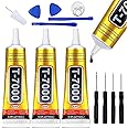 Neyeau 3 PCS T-7000 Black Adhesive Glue,T7000 Glue,Phone Screen Glue,15ml Black Super Glue,Suitable for Mobile Phones,Jewelry,Glass,Wood,Metal,Fabric,Crafts (with Tools × 9)