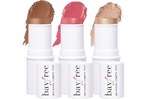 KIMUSE Multi-Stick Fard in Stick per guancia, occhi e labbra, illuminante viso stick in Crema, Stick Contorno Viso : Texture Cremosa e Risultato a Lunga Tenuta (Roses Honey Nudes)