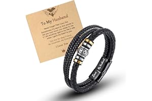 LAXPICOL Gift To My Son/Grandson/Husband mens bracelets,Mens leather bracelet boys bracelets With Stainless Steel Magnetic Clasp,Braided Leather Bracelet Birthday Gift For Men