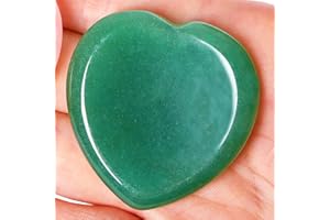 GUJOXILA Green Aventurine Thumb Worry Stone Healing Crystals Gifts for Beginner Heart-Shaped Pocket Gemstones Meditation Anxiety Stress Relief Chakra Polished Reiki Balancing Massage Crystal