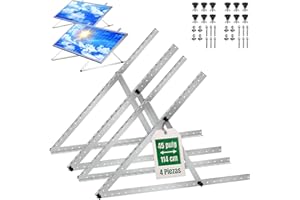 BJÖRN&SCHILLER 1 par de soporte para panel solar 114 cm, robusto perfil angular de aluminio, soporte solar: montaje para balcón, pared, tejado plano, de tejas y caravana, soporte para kit solar de balcón (2 pares)