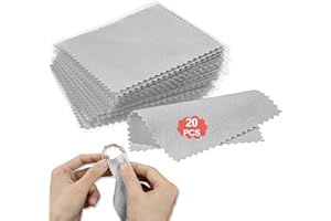 FOZUANEI 20PCS Jewelry Cleaning Cloth, Antioxidant Protection Accessories, Double Sided Polishing Cleaning Cloths Jewelry Wipe Cloths for Musical Instrument Jewelry Accessories (Gray)