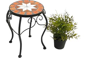 DanDiBo Blumenhocker Mosaik Rund 27 cm Blumenständer 12014 Beistelltisch Pflanzenständer Mosaiktisch Klein