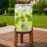 Akasya Standlı Cam Sebil 5L Musluklu Soğuk İ&ccedil;ecek Dispenseri Limonata, Detoks Suyu, Meyve Aromaları