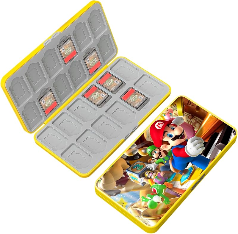 doepeBAE Switch Spiele Aufbewahrung, Switch Spiele Lagerung, Hüllen Aufbewahrung, Magnetverschluss, Weiches Silikon Futter, Mit 24 Game Card Slots und 24 Micro SD Karten (A04)