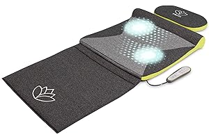 HoMedics STRETCH Mat XS - Inspired by Yoga, Remote Control Adjustable Intensity, At Home Pre-Programmed Yoga/Stretch Mat for Back, Shoulder, Hip Support, Foldable with Support Pillow - Grey