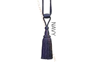 PANDORAS UPHOLSTERY Navy - X2 Monaco Designer Tassel Rope Tie Back For Fabric Curtain