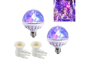 ZXCVB 2 Pack Colorful Rotating Magic Ball Light, 2022 New Colorful Magic Rotating Ball Light, LED Car Atmosphere Light Disco Ball Halloween Dance Party Stage Light (White, Lamp +UK lamp Holder)