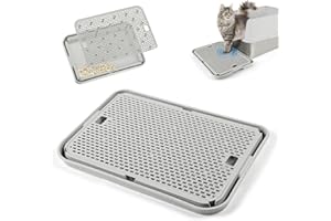 Rolcoassuns Litter Box Ramp, Cat Steps/Stair for Litter Box, Litter Catcher with Filter Function and Non-Slip Rubber Feet, Suitable for Small and Elderly Cats