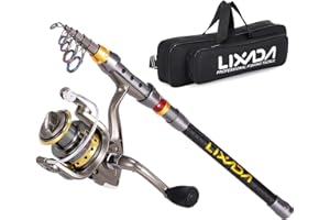 ‎LIXADA Lixada Teleskop Angelrute und Spule Combo Kit mit Carbon Faser Angelrute und Fischen Tragetasche