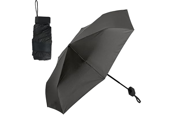 heavenlife Mini hopfällbart paraply, UPF50+ UV-skyddsparaply, vindtätt kompakt fickparaply, regn och solparaply för resor, ultralätt, 5 skenor för män och kvinnor