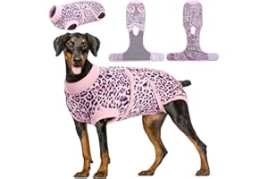 Kuoser Body Post Operatorio per Cani, Tuta Post Operatoria per Protezione Addominale Cani Femmina, Vestito Chirurgico Cani Maschio Leopardata, Sostituzione di Collari Elettronici e Coni