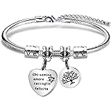 Angelra Bracciale da Donna con Ciondolo In Acciaio,Chi Semina Amore Raccoglie la Felicita Misura regolabile Incisione Argento