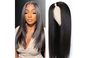 ZEALADY Straight V Part Wig Human Hair Perruque Femme Naturelle V Part Wig Perruque De Cheveux Humains lisse Brésilienne Straight V Part Wig No Leave Out Straight Human Hair Wig No Glue 150% Density 26 Inch