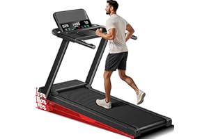 UMAY Treadmills for Home, 3.0HP Quiet Brushless 15% Incline Folding Treadmill, 12KM/H Running Machine with Heart Rate Sensor, Dual Cushion System, 136KG Weight Capacity, Holder for Cup & Phone