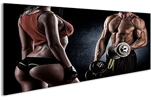 islandburner Bild auf Leinwand Gym Muskulöser Junger Mann Training Mit Hanteln Bilder Wandbilder Poster