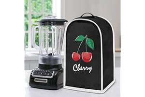 Poceacles Copertura antipolvere per frullatore con motivo ciliegia, copertura di protezione delle impronte digitali per miscelatore o macchina da caffè, copertura per elettrodomestici da cucina, nero