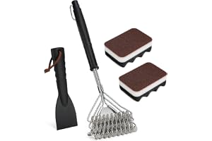 Onlyfire Professionellt 4-delat grillrengöringsset för gasgrill | Inklusive rengöringsspatel, grillborste, 2 rengöringssvamp för grill