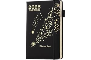 GOLDAYPLN Dziennik akademicki na rok 2025, format A5, strona dzienna, planer na cały rok, planer dzienny i miesięczny, od stycznia do grudnia, pamiętnik na 2025 rok, z zakładką miesięczną, kieszenią wewnętrzną,