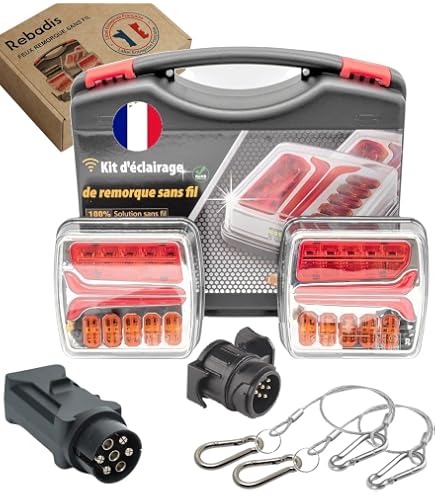 2 Feux Arrière Magnétiques Sans Fil Universels - 5 Fonctions, étanches IP65, Rechargeables - Pour Remorque, Camion, Caravane