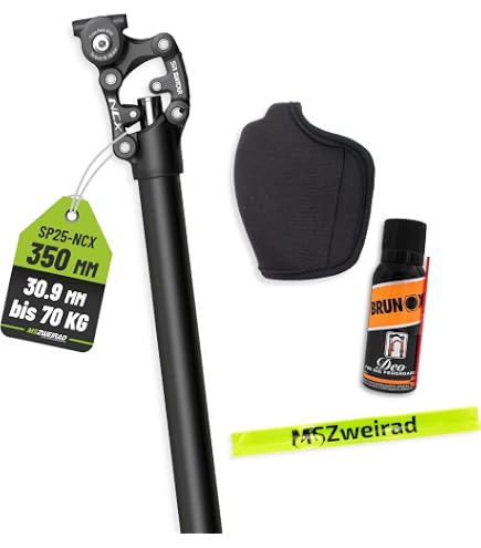 BySchulz Sattelstütze ⌀ 27,2-31,6 Federsattelstütze Parallelogramm (⌀ 30,9 / 80-105 KG / LT, 380) Sport & Freizeit