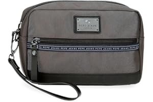 Pepe Jeans Iron Bolso de Mano Gris 24,5x15x6 cms Poliéster con detalles en Piel Sintética