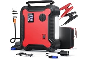 Buture Pro Booster Batterie et Compresseur d'air Portatif 2500A,23800mAh Démarreur de Voiture (Tout Gaz ou 8,0 L Diesel), Gonfleur Electrique 150 PSI, 120W Sorties DC et Lumière d'urgence