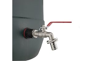 COST WISE water butt/rain barrel/storage tank connector+easy turn metal lever tap+FREE THREAD SEAL TAPE (requires a 26mm hole) complete with hose barb