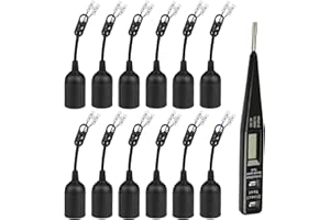 VAILEAL Douille de rechange E27-12 PCS Douille E27 Support d'ampoule + Tension VDE/testeur de Phase, 4A 250V Douille de lampe avec câble (max.60W),Base de Lumière Douille de Suspension, Douille de Chantier