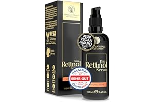 ‎KAPUA NATURALS BIO Retinol Serum hochdosiert 100ml • Retinol 5-Fach-Komplex +Hyaluron +Vitamin C ✓ Vegan & BIO ✓ hochwirksam verkapseltes Retinol für strahlende & reine Haut ohne Pickel ✓ Anti Aging Made in Germany