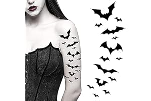 Tatodays black vampire flying bats tattoos temporary tattoos spiders ghosts scars women arm halloween realistic temp tatoo waterproof sp halloween tattoo (Bats)