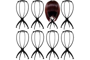 FORYNXHWIN 8 Stück Perückenständer, Tragbare Falten Perückenhalter, Plastik Schwarz Perücke-Standplatz Perückendisplay Tool für Damen Herren (11.8×32.5cm)