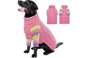 OUOBOB Pull pour chien de grande taille pour chiens, filles et garçons, pull d'hiver à col roulé pour chien, tenue de Noël pour chien, sweat-shirt pour animaux de compagnie, vêtements tricotés, Golden