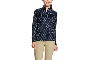 ARIAT Girls Sunstopper 2.0 1/4 Zip Base Layer Top - Navy Dot -