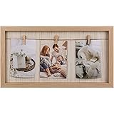 OOTB Frame with Clothes line and 3 Mini Wooden pegs, Natural, Approx. 24 x 43 cm, Wood, Brown