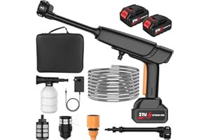 IERAKOR Hidrolimpiadora Bateria 50 Bar, Pistola de Agua a Presión con 2 x Baterías 3.0 Ah, Boquilla 6 en 1, 2 Niveles de Presión, Caudal 6 L/min, Motor sin Escobillas, para Coche, Suelo, Jardín y Riego