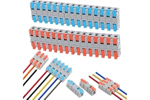 30 stycken anslutningsklämmor, orange och blå kabelkontakter med tryckspak bilateral ledare, kombinerbara terminaler el, kabe